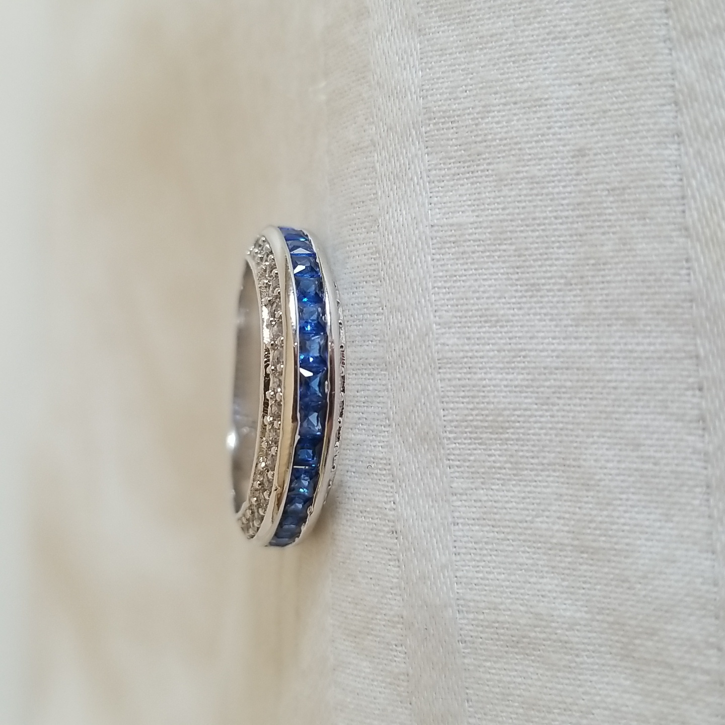 Silver Blue Quartz Clear Cz Cocktail Ring